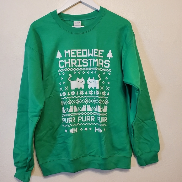 TStars unisex Meeowee Christmas Sweatshirt- green - Picture 4 of 7